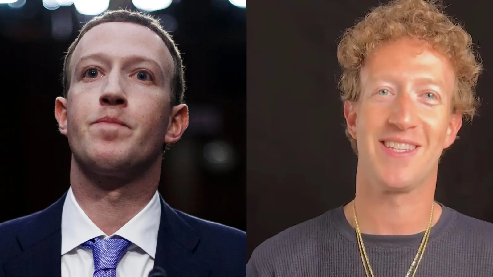 Antes e depois: Zuckerberg no Congresso Americano, em 2018, e agora.