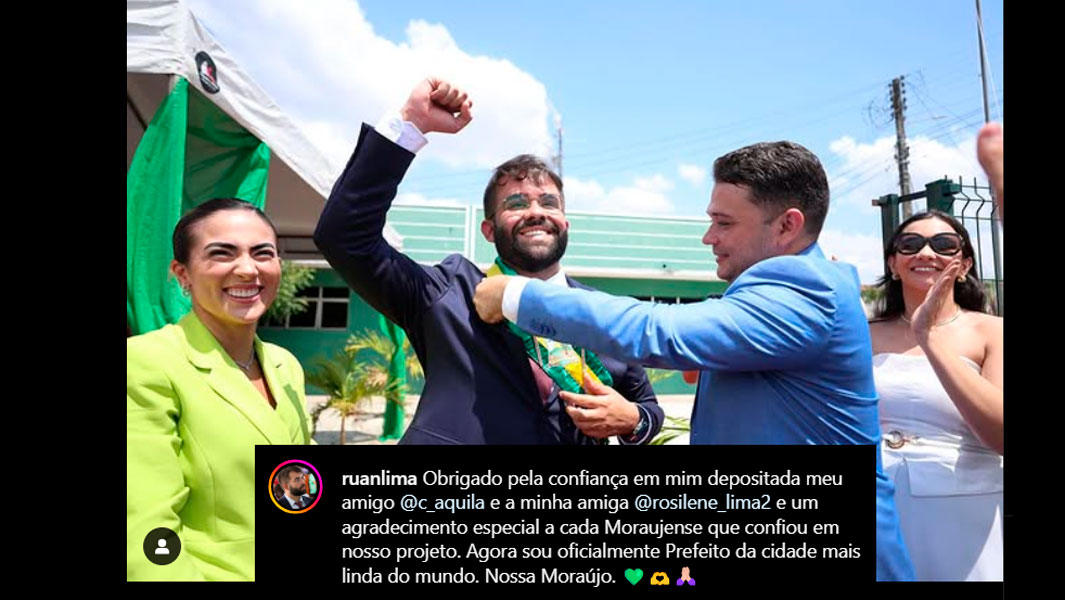 Prefeito Ruan Lima (PSD), durante cerimônia de posse na prefeitura de Moraújo (CE).