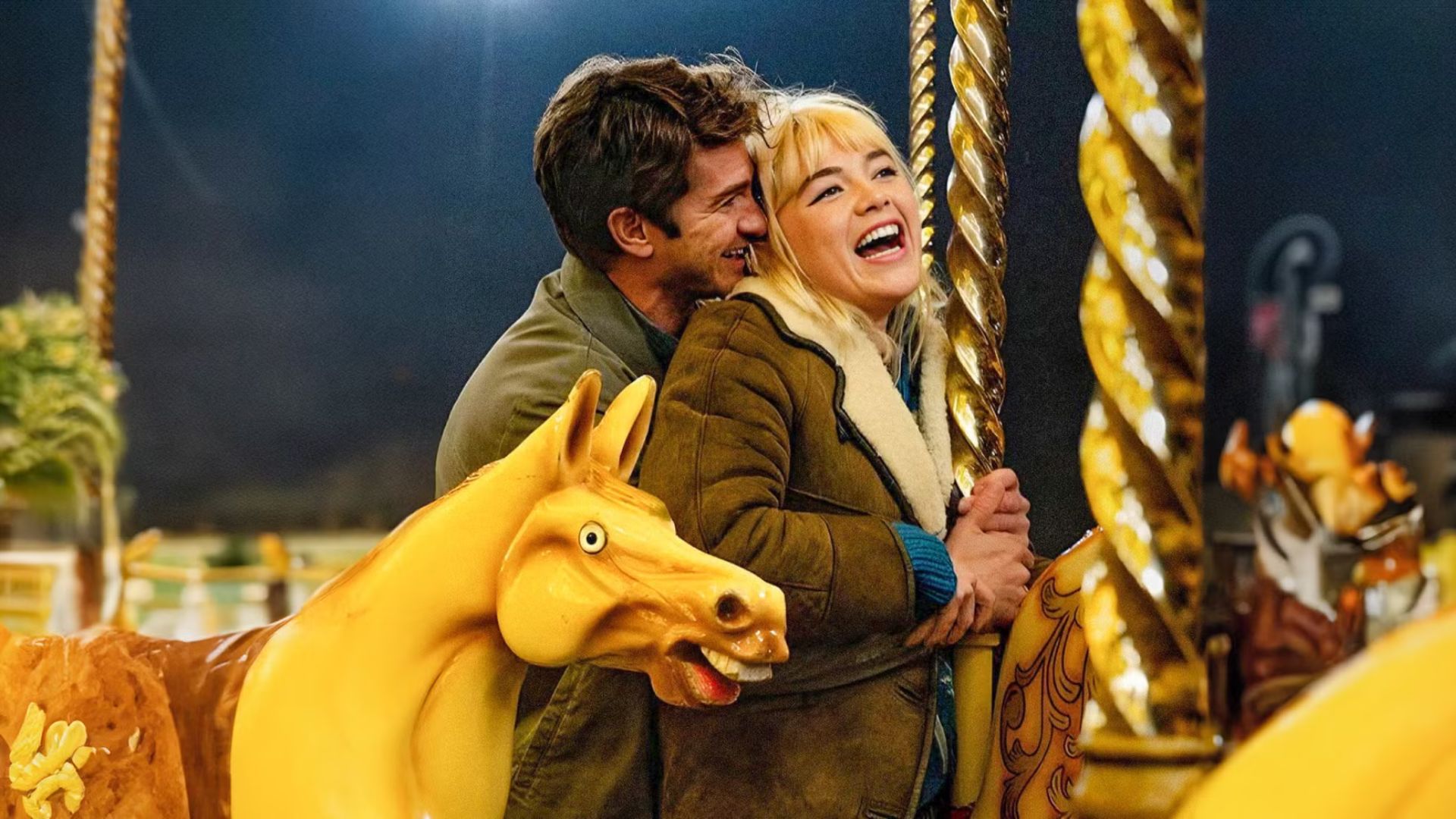 Andrew Garfield (Tobias) e Florence Pugh (Almut), o casal principal de “Todo Tempo que Temos”
