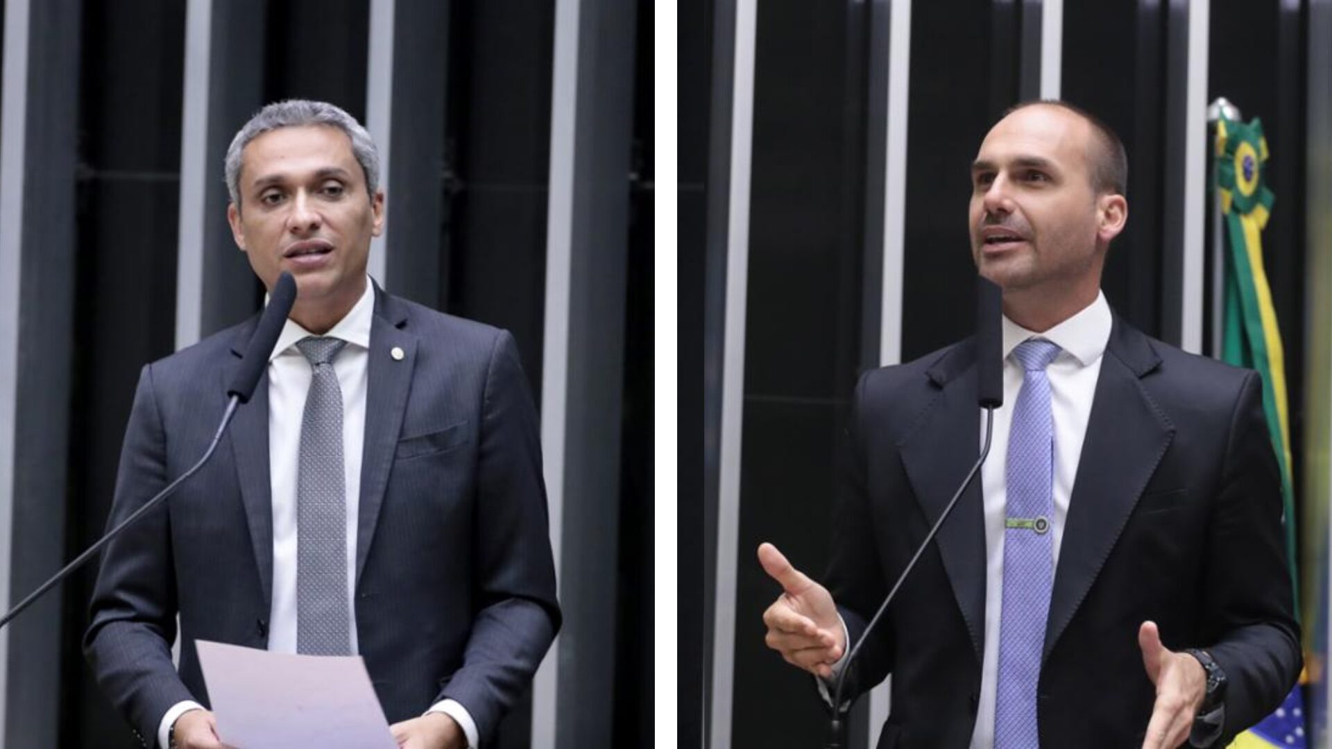Os deputados Gustavo Gayer (PL-GO) e Eduardo Bolsonaro (PL-SP), autores do requerimento da CPI
