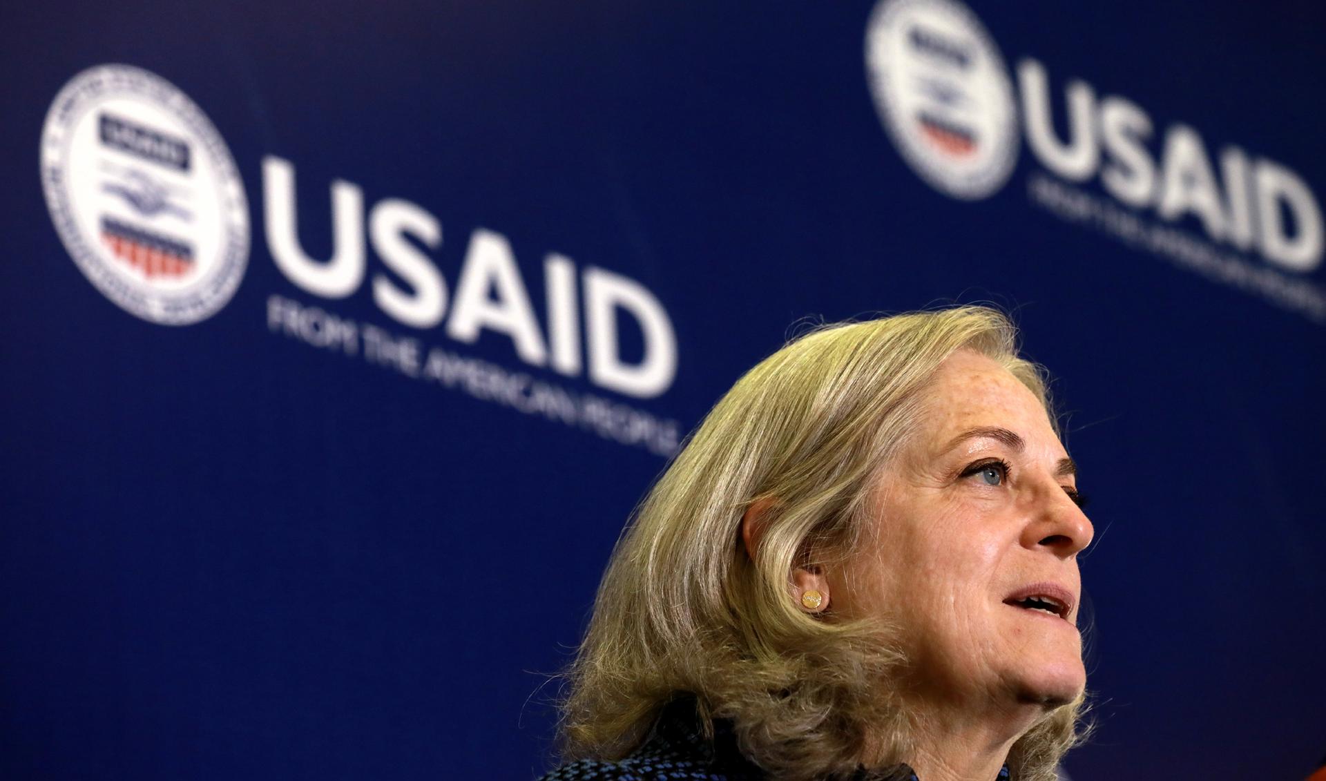 Alina Romanowski, ex-embaixadora dos EUA no Iraque, discursa durante a conferência da Agência dos Estados Unidos para o Desenvolvimento Internacional (USAID) “Acesso ao Financiamento” em Bagdá, Iraque, em 29 de junho de 2022.