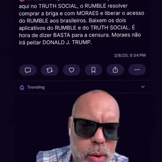 No Instagram, Allan dos Santos manifesta que Rumble resolveu "comprar briga" com Alexandre de Moraes