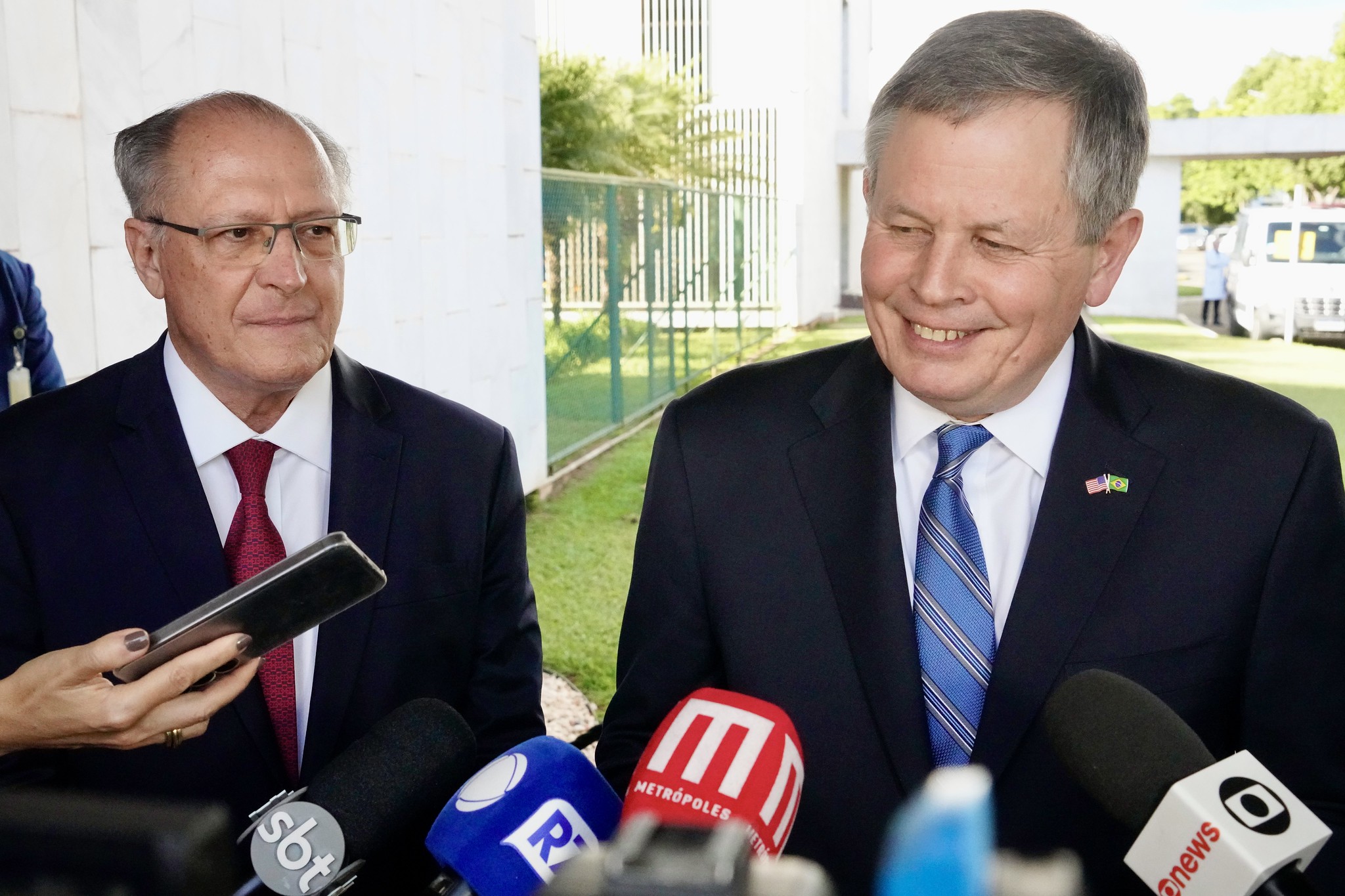 Alckmin e o senador americano Steve Daines após reunião no Palácio do Planalto.