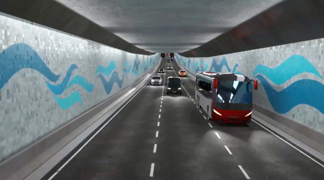 Túnel imerso Santos-Guarujá terá três faixas para veículo em cada sentido.