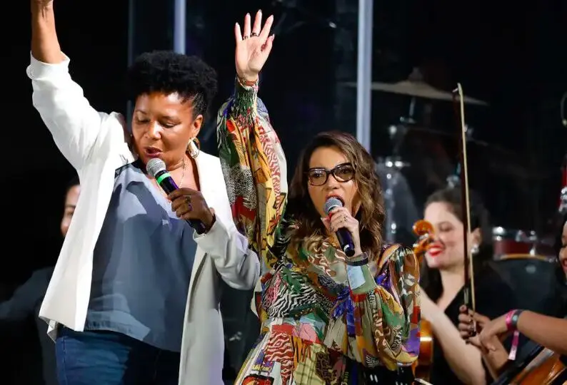 Janja e a ministra da Cultura, Margareth Menezes, durante o "Janjapalooza".