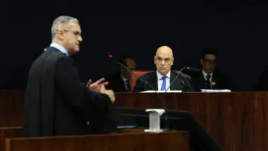 Moraes durante o julgamento da denúncia da PGR contra Bolsonaro na Primeira Turma do STF