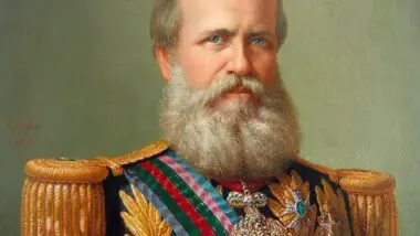 D. Pedro II retratado, em 1875, pelo pintor Delfim da Câmara.