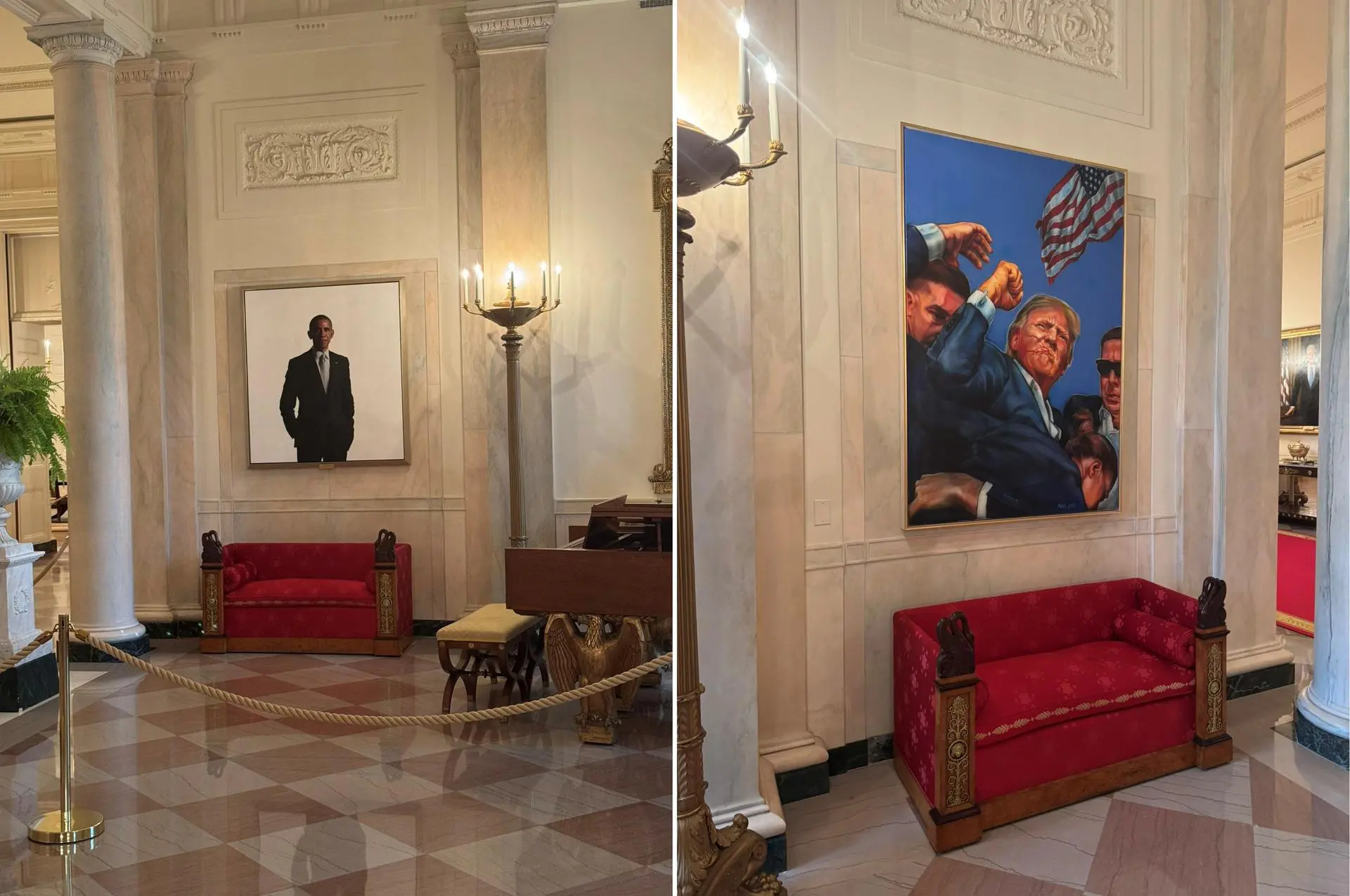 Casa Branca substitui retrato de Obama por pintura de Trump erguendo punho após atentado