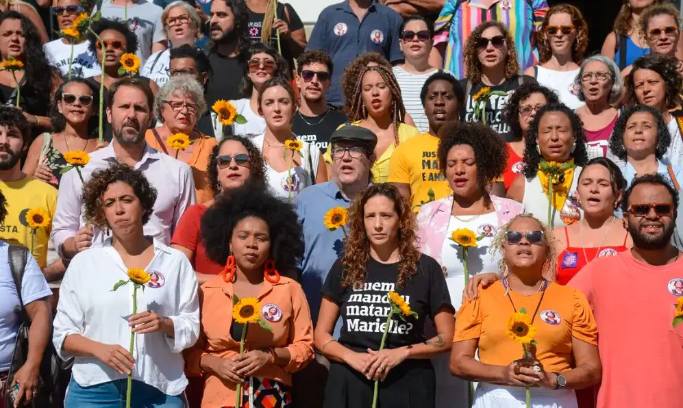 Ato no Rio de Janeiro, em 2024, para pedir justiça por Marielle: uma causa hoje esquecida.