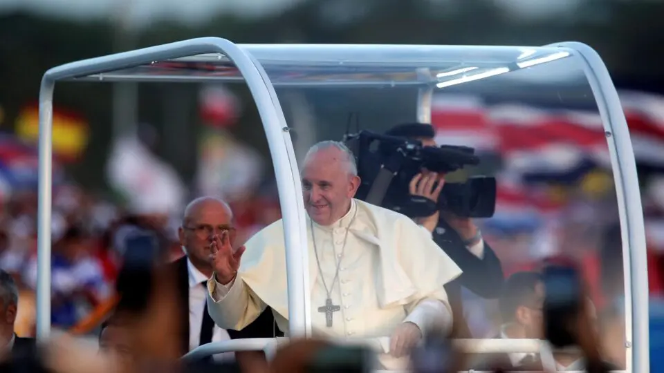 O Papa Francisco na Cidade do Panamá, em 2019, para participar da Jornada Mundial da Juventude