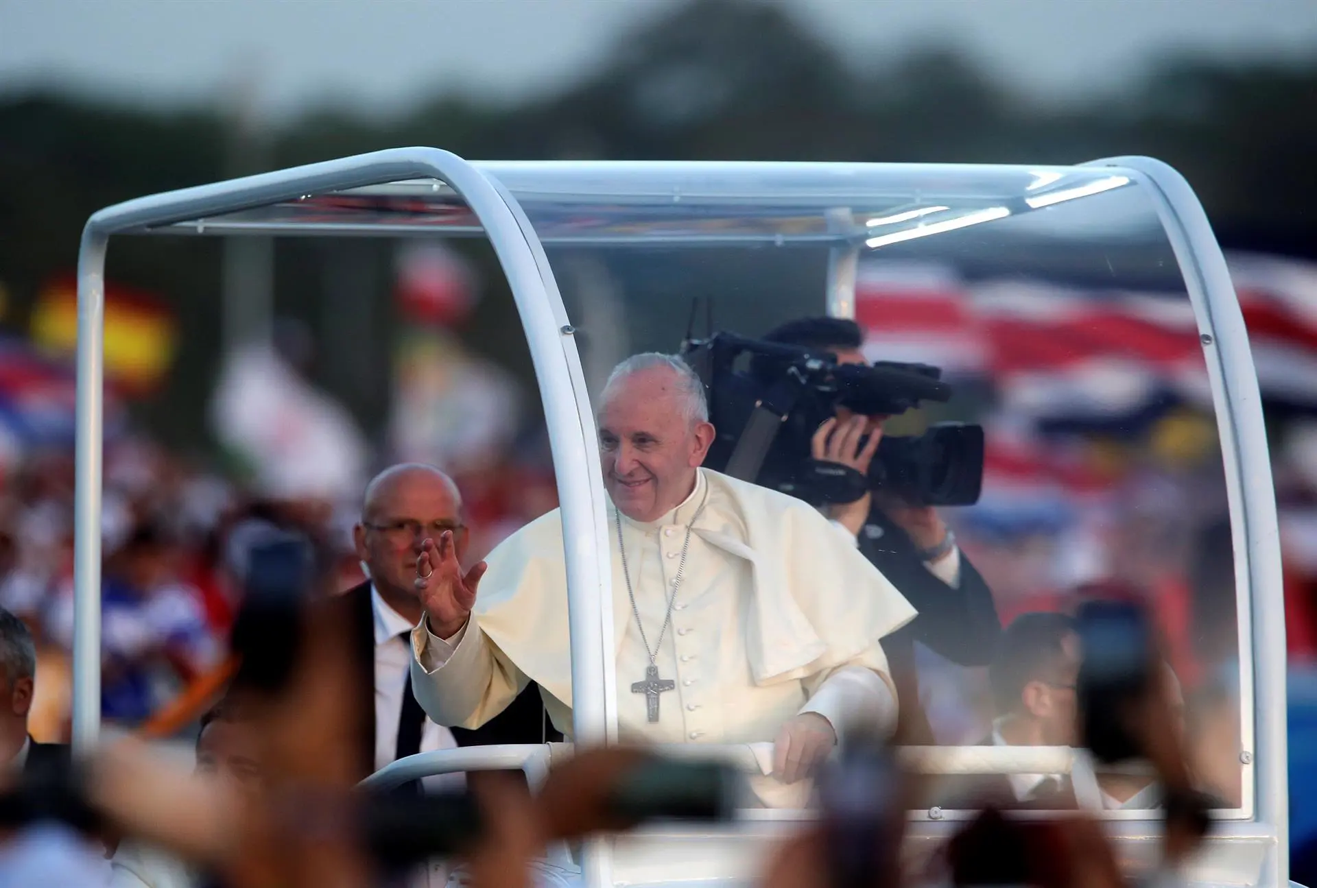 O Papa Francisco na Cidade do Panamá, em 2019, para participar da Jornada Mundial da Juventude