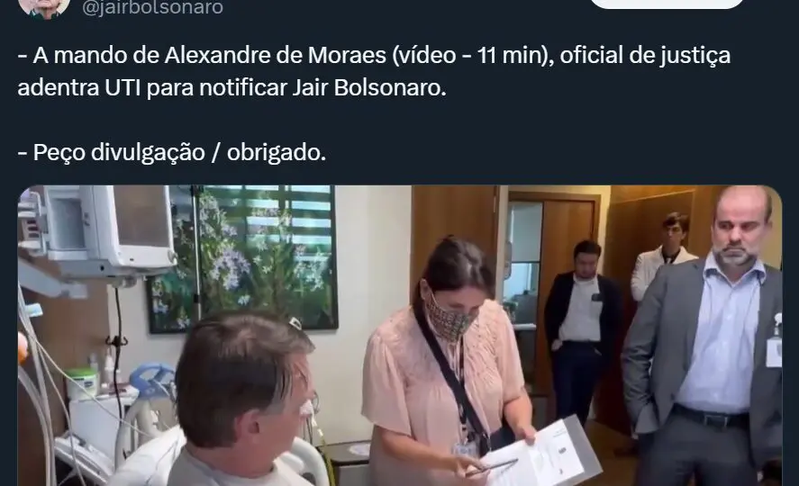 bolsonaro, oficial, justiça, hospital, intimação