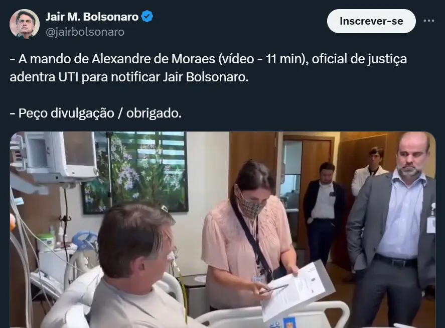 bolsonaro, oficial, justiça, hospital, intimação