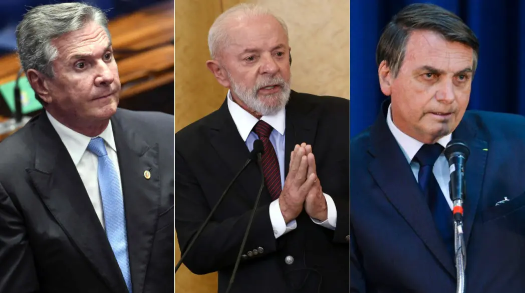 Ex-presidente Fernando Collor de Mello (à esq.), presidente Luiz Inácio Lula da Silva e o ex-presidente Jair Bolsonaro