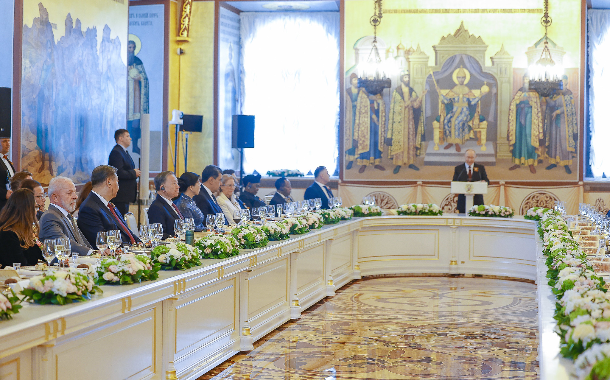 O presidente Lula durante almoço oferecido por Vladimir Putin, no Palácio do Kremlin, em Moscou