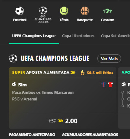 Super Aposta Aumentada na Bet365
