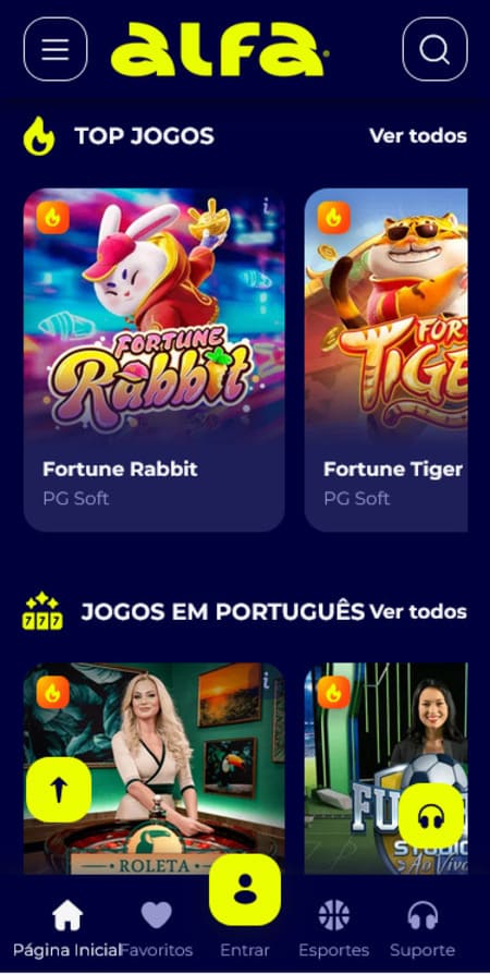 Página inicial da Alfabet