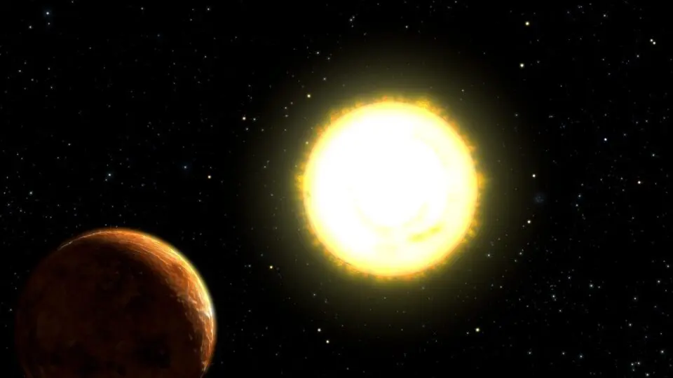 Imagem de um exoplaneta no espaço,