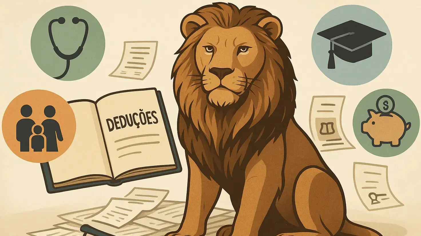 Ilustração do Leão da Receita Federal.