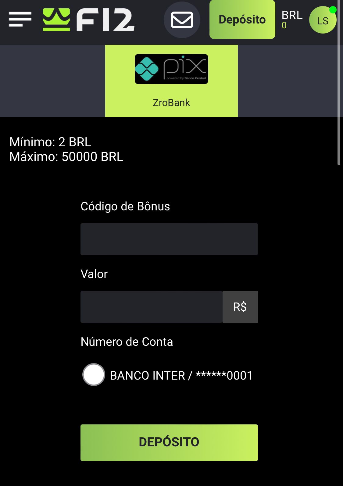 depósito na plataforma tigrinho