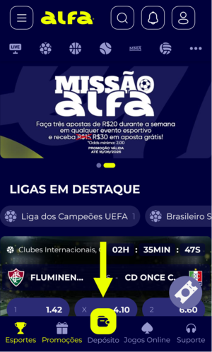 Tela de depósito na Alfabet