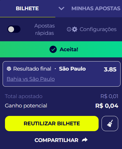 aposta de qualquer valor