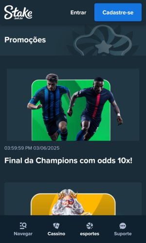 Aposta de 3 reais na Stake