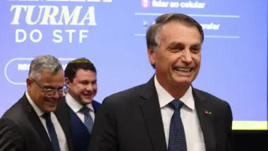 Ex-presidente Jair Bolsonaro durante interrogatório na Primeira Turma do STF