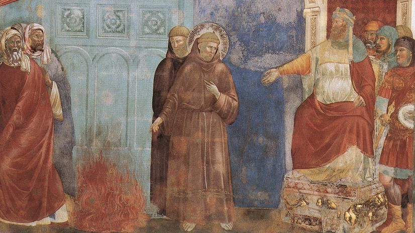 Detalhe de &#8220;São Francisco diante do Sultão&#8221;, afresco de Giotto.