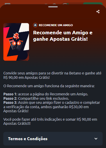 Oferta de apostas grátis na Betano