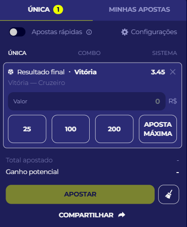 Exemplo de uso de aposta grátis