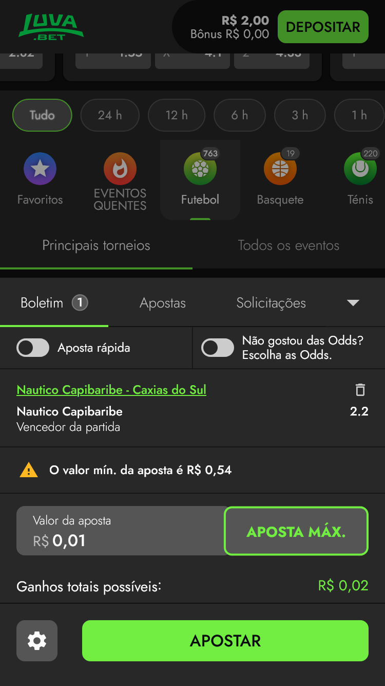 aposta mínima na Luvabet