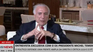 Em entrevista, o ex-presidente Michel Temer também defendeu eleições baseadas em programas, não em nomes, e brincou que seu governo pode ter sido um “golpe de sorte” para o Brasil