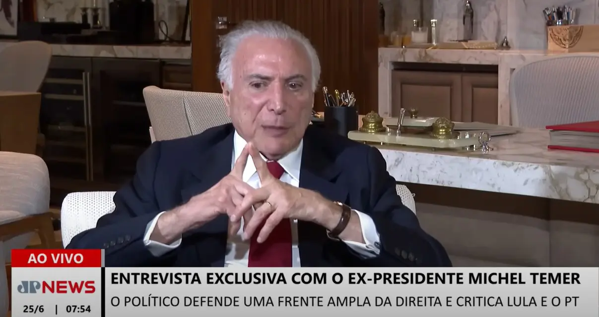 Em entrevista, o ex-presidente Michel Temer também defendeu eleições baseadas em programas, não em nomes, e brincou que seu governo pode ter sido um “golpe de sorte” para o Brasil