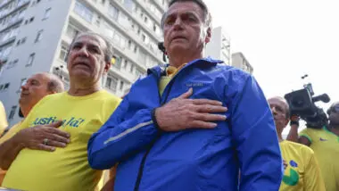 Ex-presidente Jair Bolsonaro (PL) durante ato na Av. Paulista
