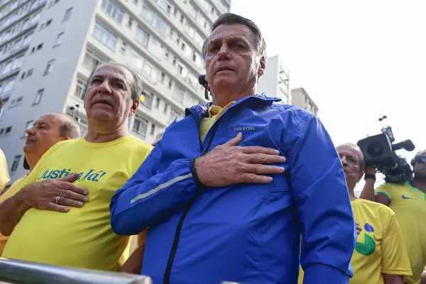Ex-presidente Jair Bolsonaro (PL) durante ato na Av. Paulista