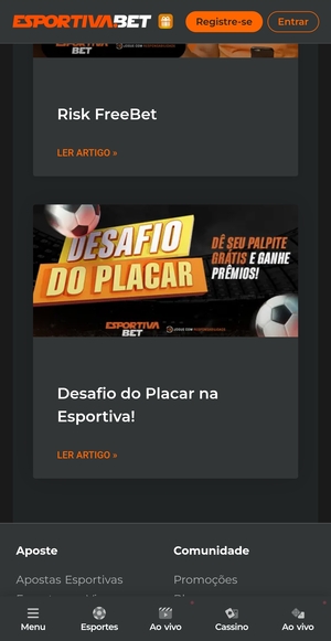 Desafio do placar na Esportivabet