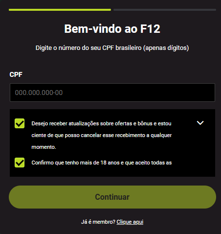 cadastro código f12