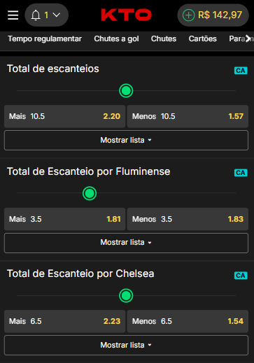 criar aposta com escanteio kto