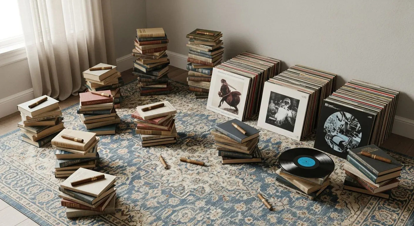 livros vinis charutos