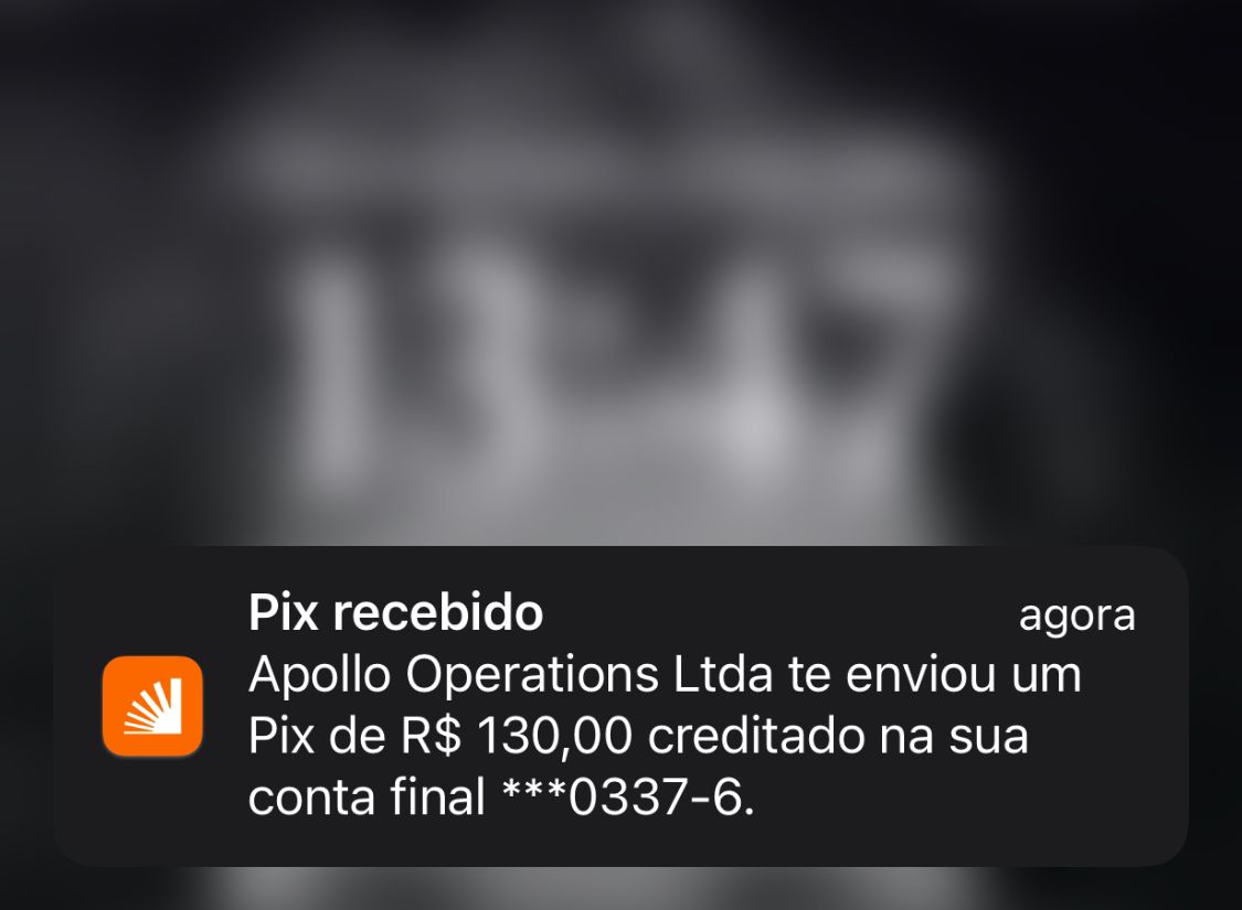 Exemplo de saque feito na KTO