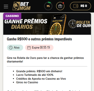 roleta de prêmios betmgm