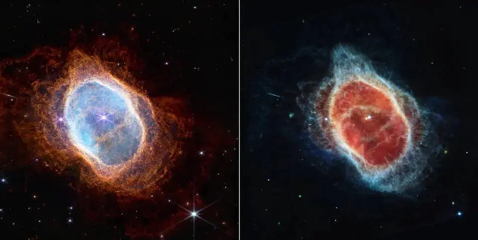 Imagem da Nebulosa do Anel Sul, registrada pelo telescópio James Webb.