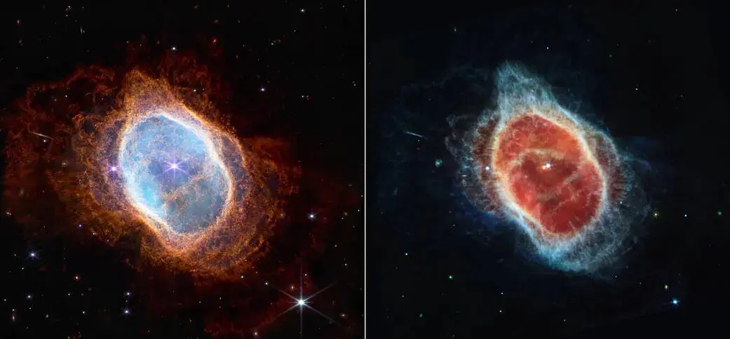 Image of the southern ring nebula, recorded by the James Webb telescope.