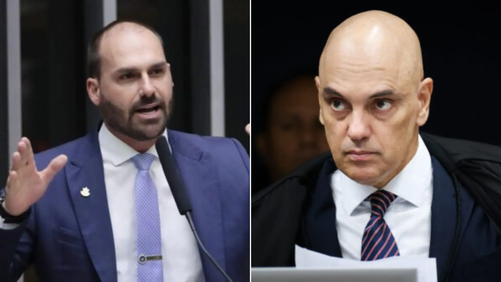 Eduardo Bolsonaro celebra sanção a Moraes.