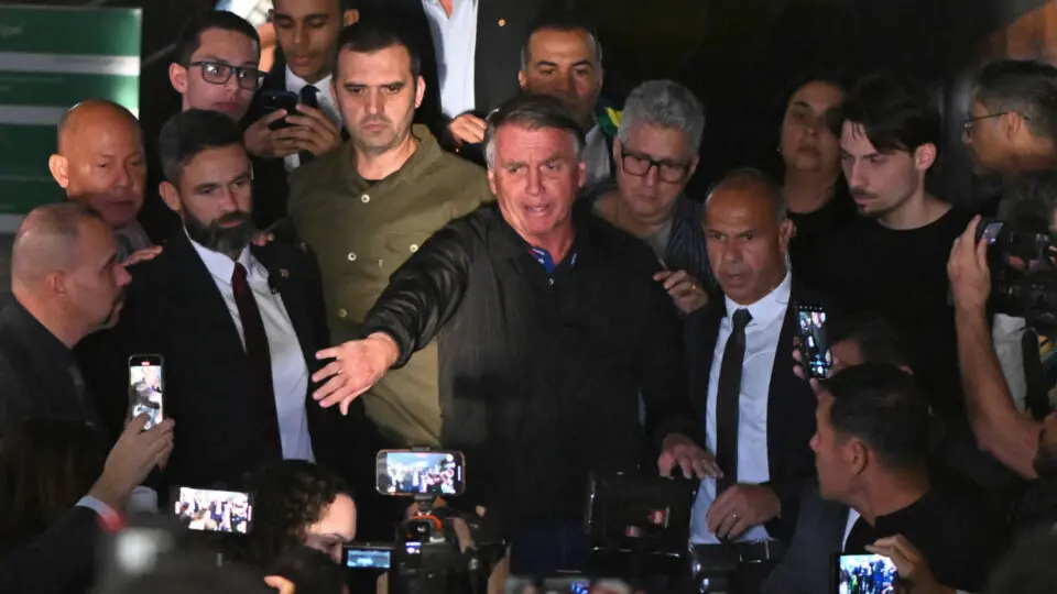 Ex-presidente Jair Bolsonaro após reunião com parlamentares na Câmara dos Deputados