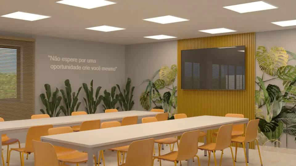 Plantas bem escolhidas tornam o espaço mais acolhedor e conectado à rotina da equipe.