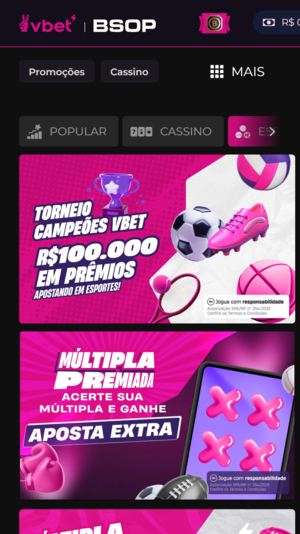 Ofertas do app Vbet