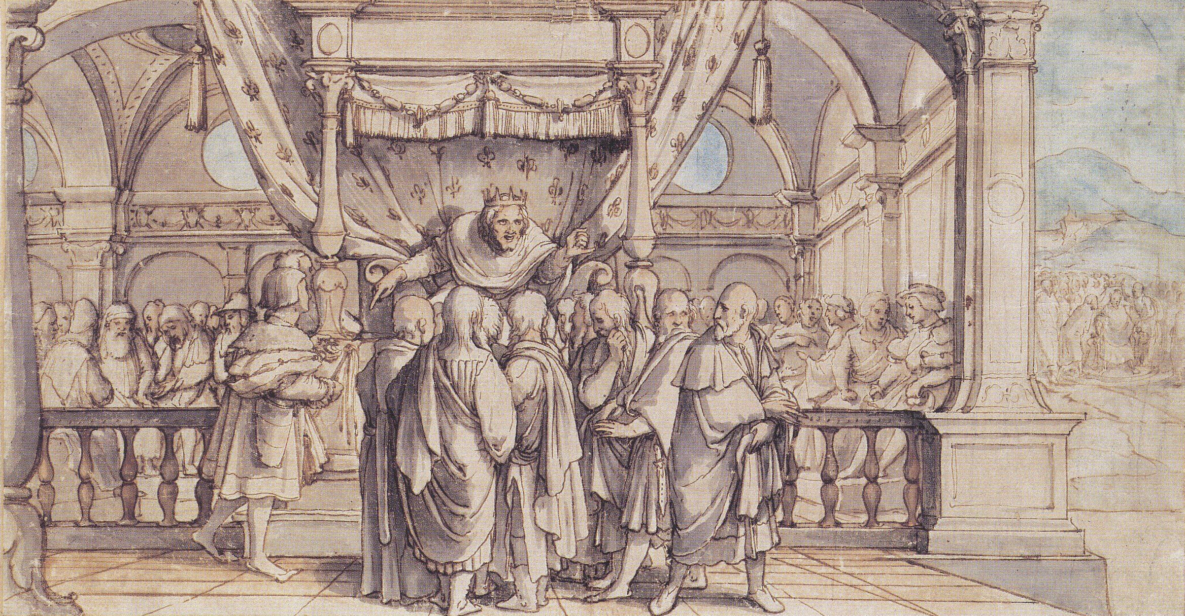 &#8220;A arrogância de Roboão&#8221;, de Hans Holbein o Moço. Roboão é um dos maus governantes citados na Bíblia.