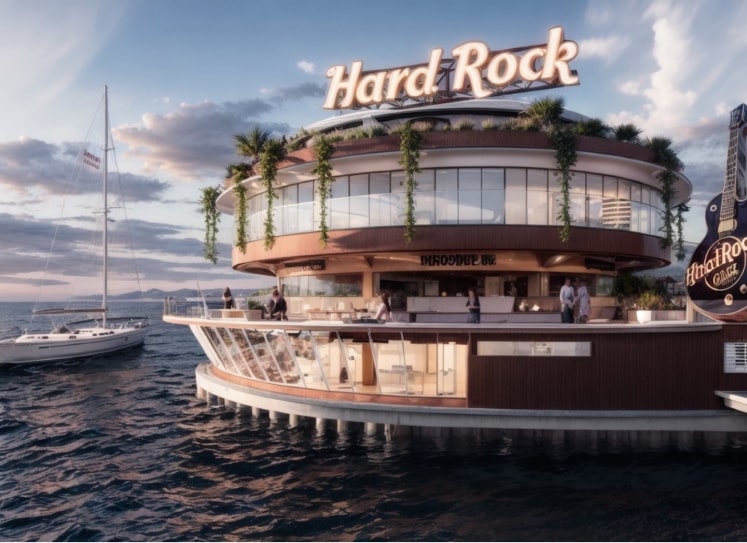 Litoral catarinense será palco do primeiro Hard Rock Cafe do mundo construído sobre as águas, com 1.720 m² e vista 360° para o mar.